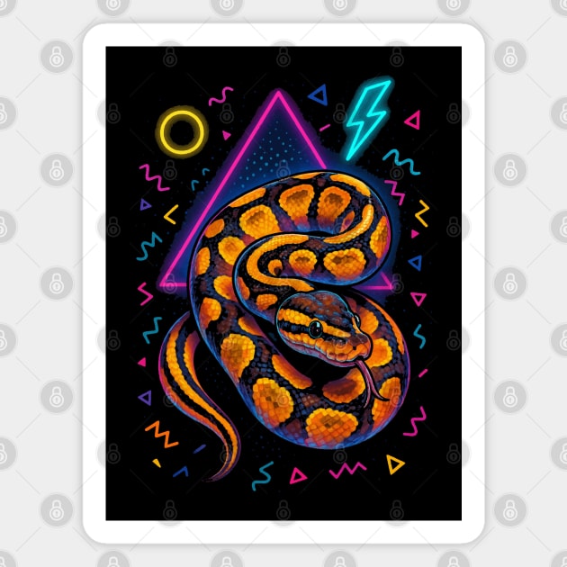 Retro Neon Ball Python Magnet by Reptiq's Store